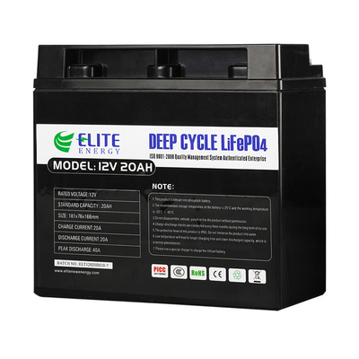 Lítio Ion Battery da elite LFP 12v 20Ah, ciclo profundo LiFePO4 Li Ion Battery